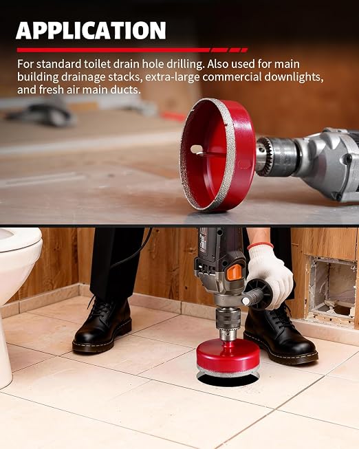 DAYDOOR 4-1/2" Diamond Hole Saw Bit with Pilot Drill Bit -1pc 114mm Diamond Tile Hole Saw with Guiding Bit for Porcelain Tile Ceramic Pottery Granite Stone Glass Bottles(3/8" Triangle Shank)