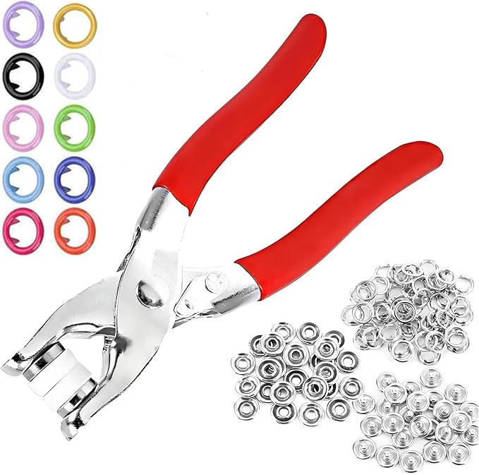 Metal Snap Buttons - 100 Sets Snap Fasteners Kit with Pliers Press, 400PCS 9.5mm Snap Fasteners Kit, Five Claw Buckle Tool Set - for DIY Crafts Clothes Hats and Sewing(Colorful)