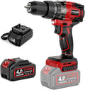 21V Cordless Hammer Drill - 1151In-lbs High Torque Brushless Drill Set w/ 1/2" Metal Chuck & 20+3 Clutch & 4.0Ah Battery & Case - Power Drills for Home Wood Metal Brick Lightweight-Concrete