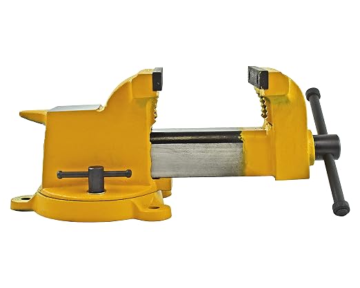 Yost Vises 908-HV All Steel Combination Vise | 8 Inch Jaw Width Pipe and Bench Vise |Secure Grip with Swivel Base | Made of Structural Cast Steel | High Visibility Safety Yellow