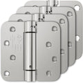 Luxbaro 4 Pack Self Closing Door Hinges, 4 Inch Spring Loaded With 5/8'' Radius Corners, Adjustable Tension for Garage, Front, Back, Left and Right Hand, UL Listed