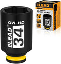 ELEAD 34 mm Socket 1/2" Drive Deep Impact Socket, Metric 6 Point 1/2-inch Drive Impact Axle Nut Sockets, CR-MO Nut Socket Set, Tools for Easy Removal of Axle Shaft Nuts