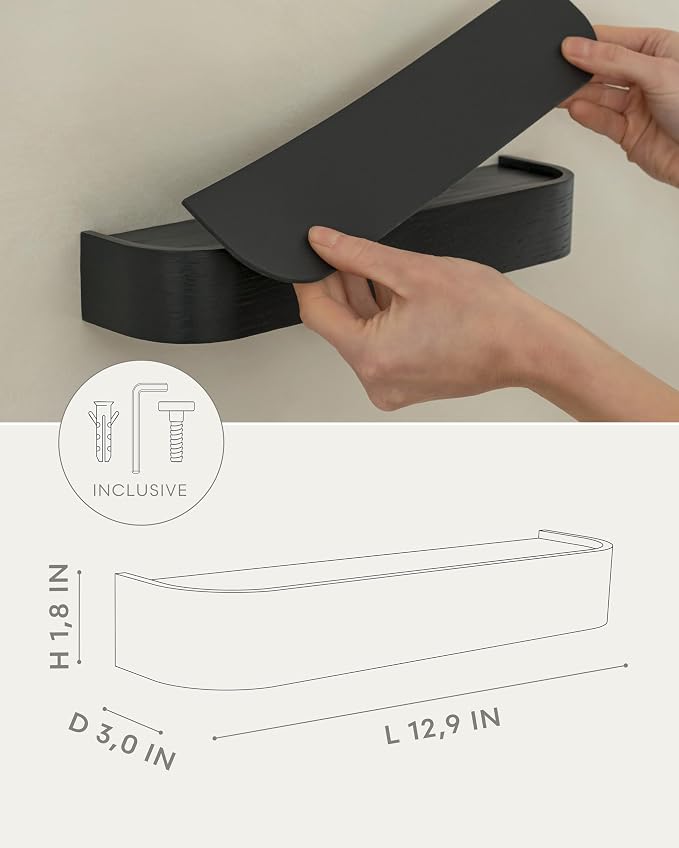 Kazai. Key Holder 'Toke' | Minimalist Key Hook Design from Berlin | Modern Key Holder Wall Mount with Wooden Shelf | Key Rack for Wall as Entryway Organizer | Oak, Black
