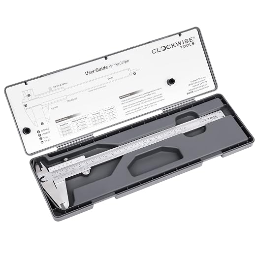 Clockwise Tools Vernier Caliper, DVLR-0805D 0-8 Inch/200 mm, Inch/Metric Conversion, Stainless Steel