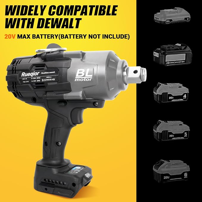 Cordless Impact Wrench 3/4" Compatible with DeWalt 20V Battery, Electric Impact Wrench 1700FT-LBS(2300N.m) High Torque Brushless Impact Wrench, with 3 Speed Modes Power Impact Driver