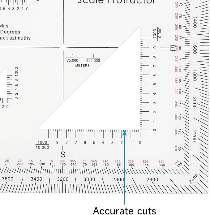 CYA Military Map Protractor Coordinate Scale Map for Land Navigation, Military Style UTM/MGRS Coordinate Scale