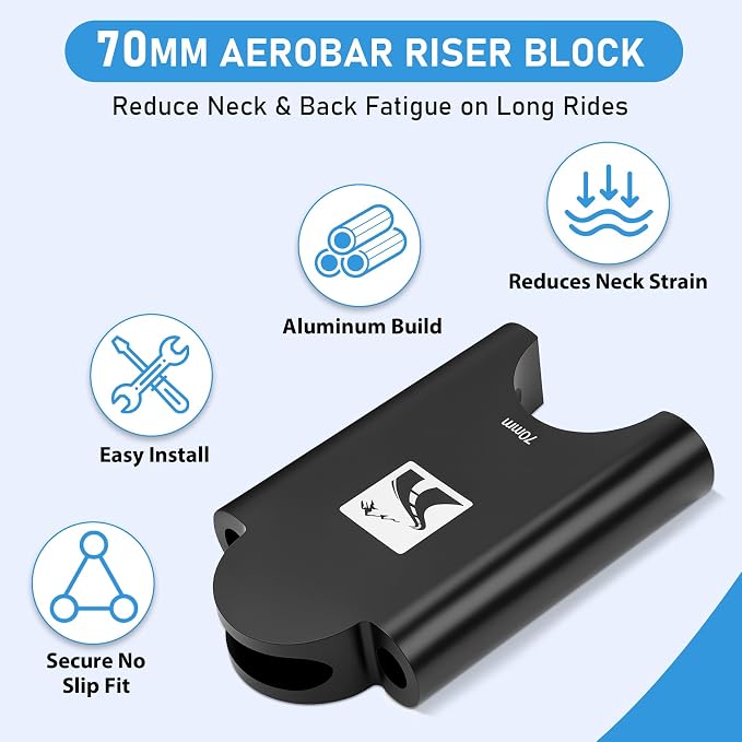 Aerobar Riser Kit Compatible with Profile Design Aero Bars, 70mm Height Adjustment for More Comfortable Aero Position, 31.8mm Clamp Fits Sonic Ergo, Supersonic, T+, J Series & Subsonic