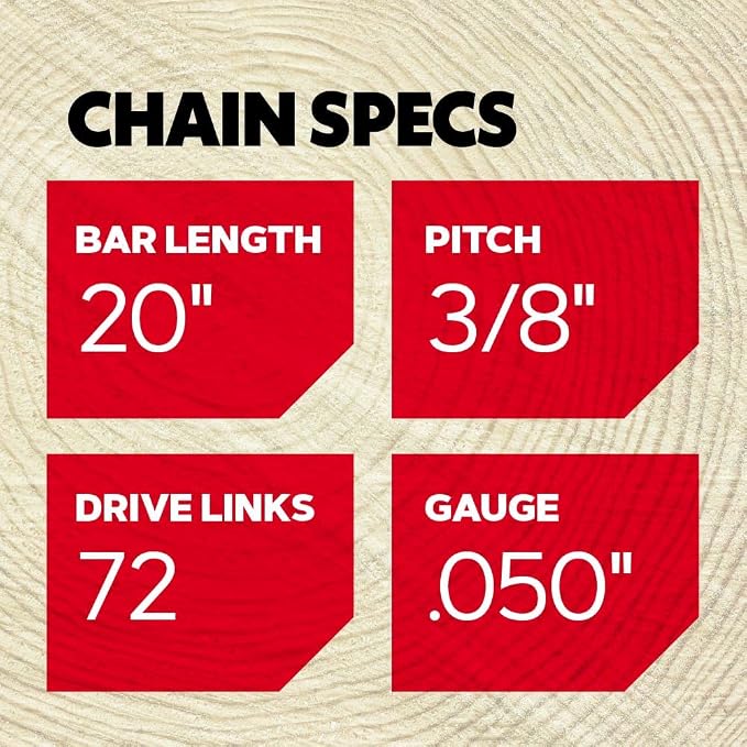 Oregon Chainsaw Chain for 20" Bar, 3/8" Pitch, .050" Gauge, 72 Drive Links | PowerCut Replacement Saw Chain, Fits Echo, Husqvarna, Poulan, Craftsman, Makita, Stihl and More