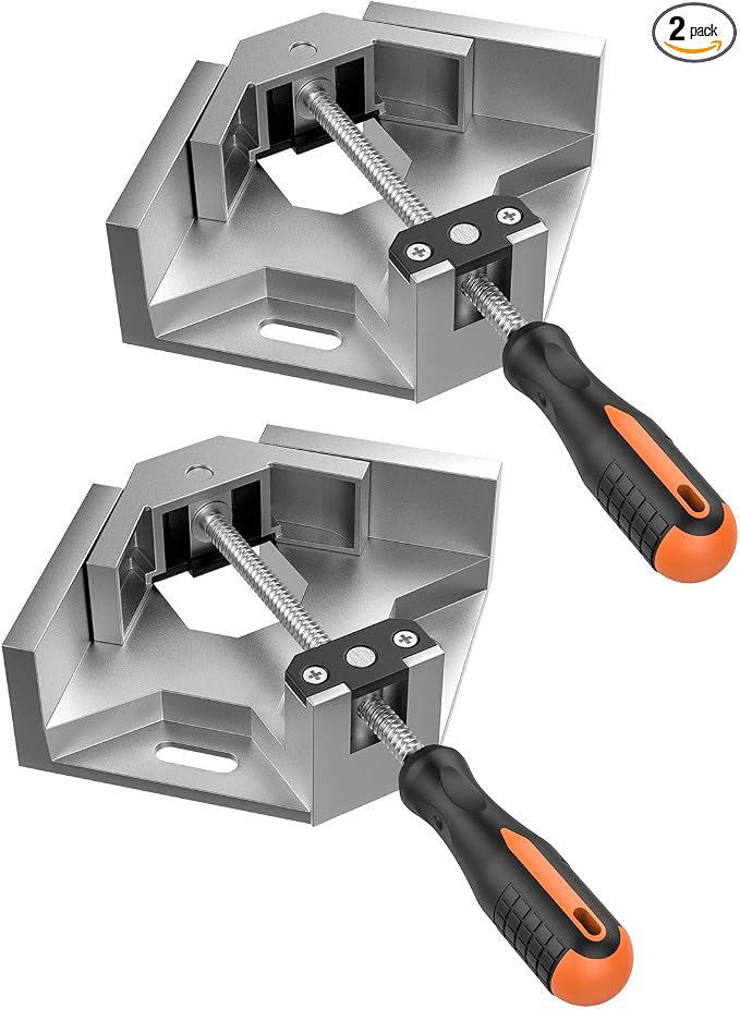 Housolution Right Angle Clamp, [2 PACK] Single Handle 90° Aluminum Alloy Corner Clamp, Clamps for Woodworking Adjustable Swing Jaw, Woodworking Tools Photo Frame Vise Holder, Gifts for Men Dad