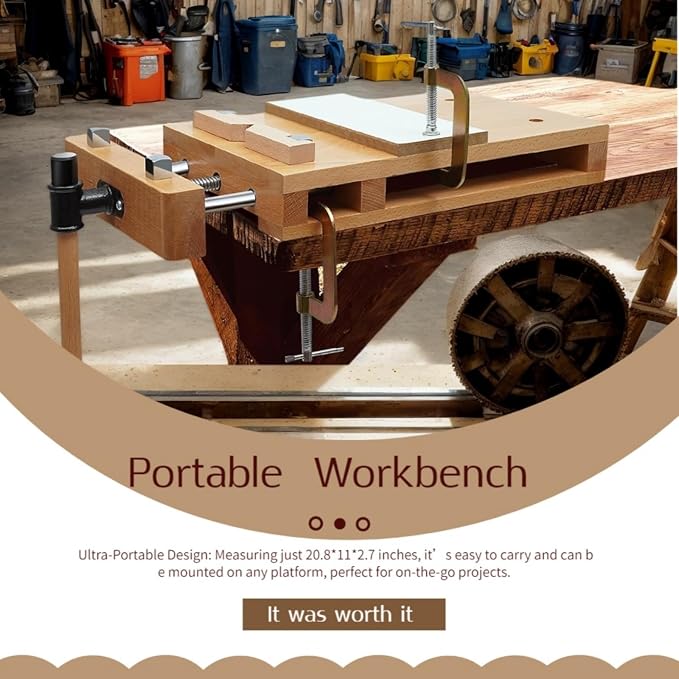 Portable Woodworking Vise for Workbench, Desktop Woodworking Vise with G-Type Fixing Clips & 4 Metal Limit Blocks, Ideal for Home, Woodworking Studios, Wood Processing