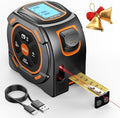 Laser Tape Measure 2-in-1, 197Ft Laser Distance Meter & 16Ft Digital Tape Measure, with LCD Display, Pythagorean Mode, Area/Volume Calculation, USB-C Rechargeable for Woodworking and Construction