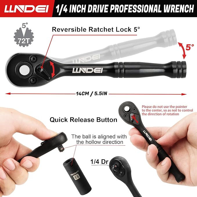 1/4" Impact Socket Set, 83 Pcs Wrench Set SAE(5/32-9/16 in) Metric (4-15mm) | 72T Ratchet Wrench Handle,CR-V Mechanics Tool Set with Adapter, Screwdriver Bits for Automotive Repair