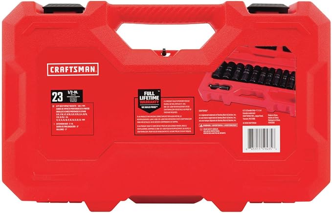 CRAFTSMAN Deep Impact Socket Set, SAE, 1/2-Inch, 23 Pieces (CMMT16970)