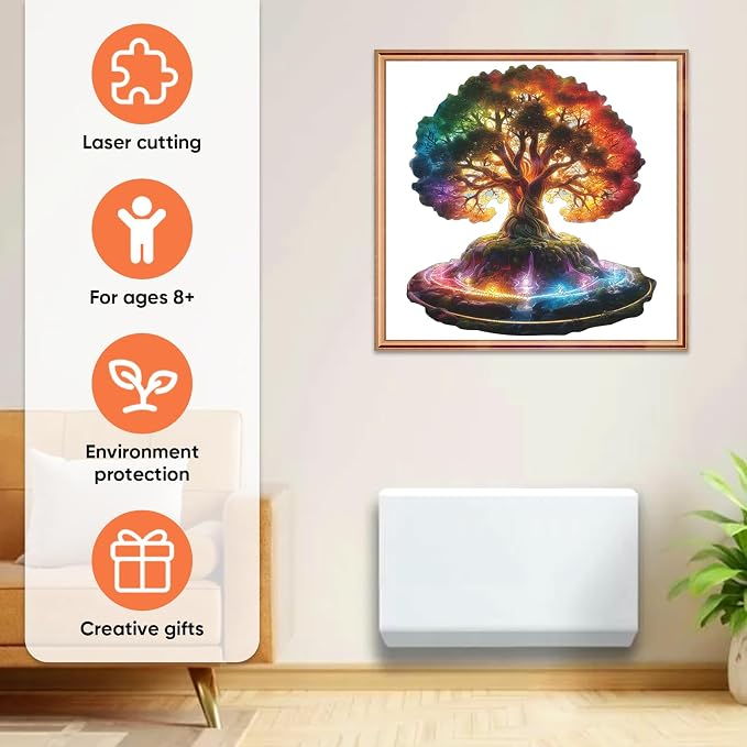 MEATRN Tree of Life 500 Pieces Wooden Puzzles - Plants Wood Jigsaw Puzzle for Adults, Symbol of Growth & Eternity, Collectible Spiritual Gift & Educational Puzzle, 15.3x16.6 in