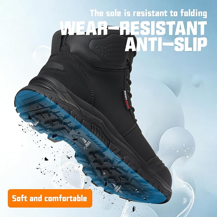 Work Boots for Men,Lightweight Breathable High Top Steel Toe Boots,Indestructible Steel Toe Shoes,Non Slip Safety Work Shoes.