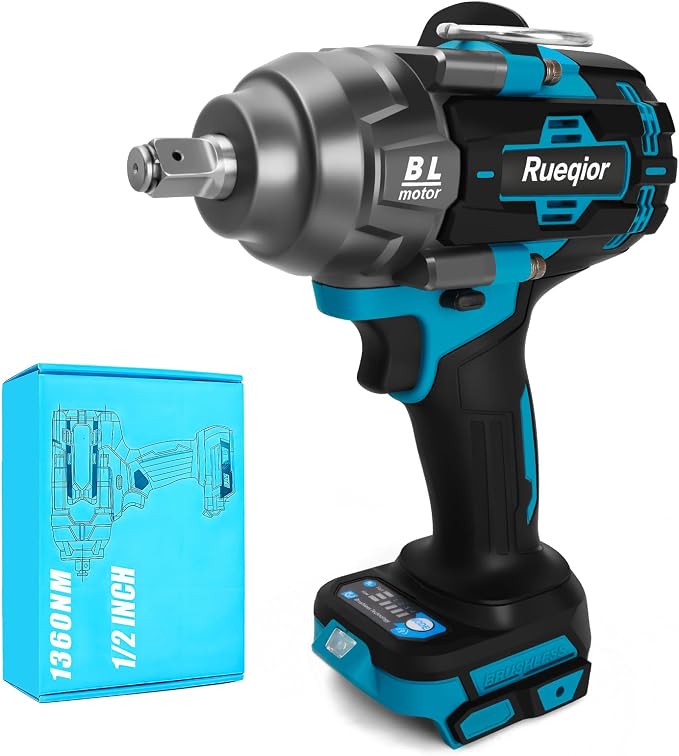 Cordless Impact Wrench 1/2" Compatible with Makita 18V Battery, Impact Wrench 1000FT-LBS(1360N.m) High Torque Brushless Electric Impact Power Impact Driver for Car, Truck (No Battery)