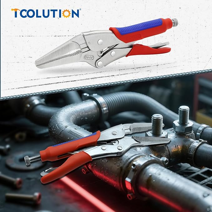 9 Inch Needle Nose Locking Pliers, CRV Material with Non-Slip TPR Grip for Automotive, Electronics & Hard-to-Reach DIY