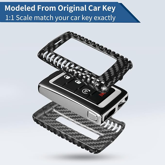 Real Carbon Fiber Key Fob Cover Compatible with Jeep Grand Cherokee L | T-carbon Key Fob Protector Compatible with Jeep Wagoneer Grand Wagoneer Gladiator 2020-2025 Smart Key(Black)