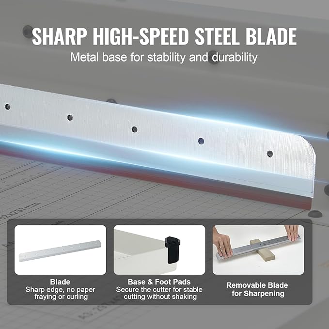 Happybuy Heavy Duty Paper Cutter, 17" Industrial Commercial Guillotine Paper Cutter for A3 Paper, 400 Sheet Capacity, Stack Paper Trimmer for Office Home School Shop, White