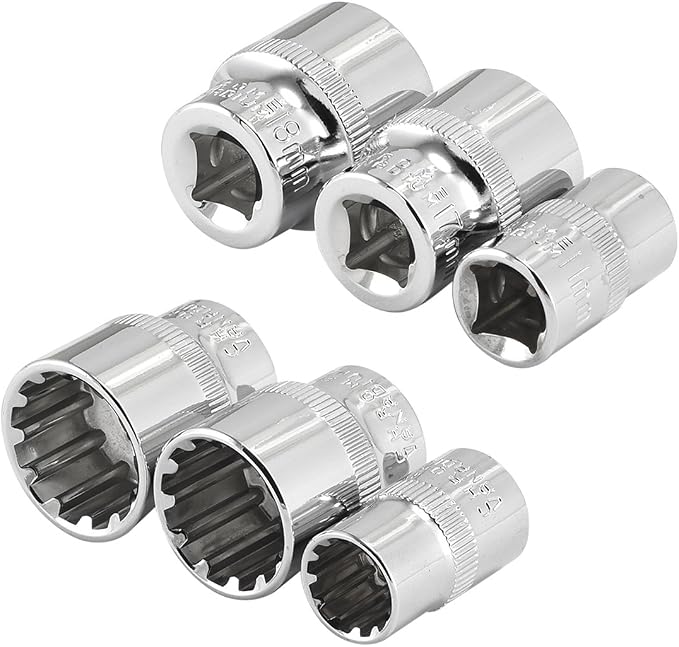 NEIKO 02488A 3/8" Drive Universal 6 Point Metric Socket Set, 18 Piece Universal Mechanic Spline & SAE, Cr-V Steel Low Profile, Spline Bit, 3/8