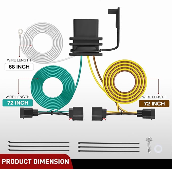 Nilight 4 Pin Trailer Wiring Harness Kit 56009 Simple Fit Tow Hitch | Vehicle Standard 4 Way Connector Custom for 2007 2008 2009 2010 2011 2012 2013 Jeep Grand Cherokee Harness
