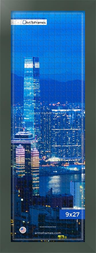 ArtToFrames Puzzle Frame for Buffalo Games 500 Piece Jigsaw Puzzles, 9x27 Inch (23x69 cm), Fern Green Engineered Wood with Economy Acrylic, Ready to Hang Puzzle Display