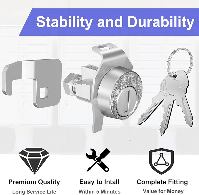 3 Pack L-1172C Mailbox Lock Replacement C9100, Mailbox Lock with Keys Replacement for USPS Mailbox Key Lock, 3 Keys and C7120 Cam