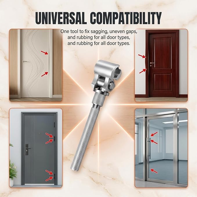 Saker Adjustable Door Hinge Wrench for Residential | Stainless Steel Door Gap Tool for Sagging/Sticking Doors, No Disassembly Needed, Ergonomic Non-Slip Handle