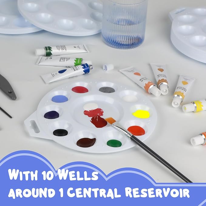 Halobios Paint Tray Palettes, Plastic Paint Pallets with Hanging Hole for Children or Students to Paints on School Project, Art Class or Have a Birthday Painting Party -12pcs