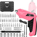 JENABOM 47 in 1 Electric Screwdriver Cordless Rechargeable Small Power Drill Set 3.6V Li-ion 3Nm Max Torque Electric Rotatable with LED Light Screwdriver, Pink