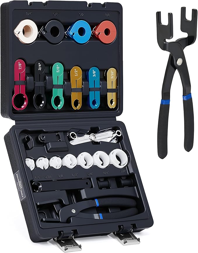 Orion Motor Tech 26pc Fuel Line Disconnect Tool Set, Master Quick Disconnect Tool Kit with Fuel and AC Disconnect Pliers, Fuel Line Removal Tool Set for AC Fuel & Transmission Systems, Black