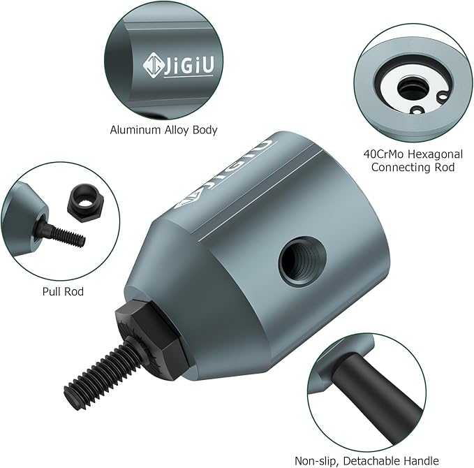 JiGiU Cordless Rivet Nut Drill Adapter Kit Electric Rivet Gun Adapter with 11 Mandrels & 100PCS Nuts Easy to Install Electric Nut Gun Adapter for Mechanical Automobile Maintenance with Carrying Case