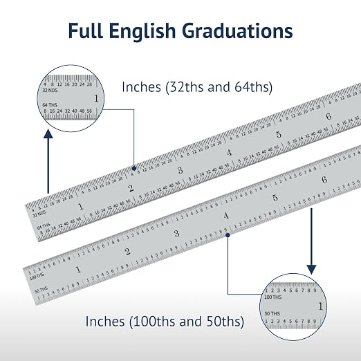 PEC Tools 24" Flexible Steel Rule, Designed for High-Accuracy Industrial Environments, Made in USA