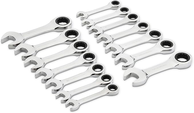 GEARWRENCH 14 Pc. 12 Point Stubby Ratcheting SAE/Metric Combination Wrench Set - 85206 (Pack of 10)
