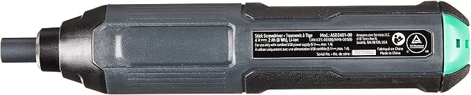 Amazon Basics by SKIL 4V Rechargeable Cordless Stick Screwdriver with 34-Piece Bit Set, Carrying Case, USB-C Charging, LED Work Light, 3 Torque Settings, Portable