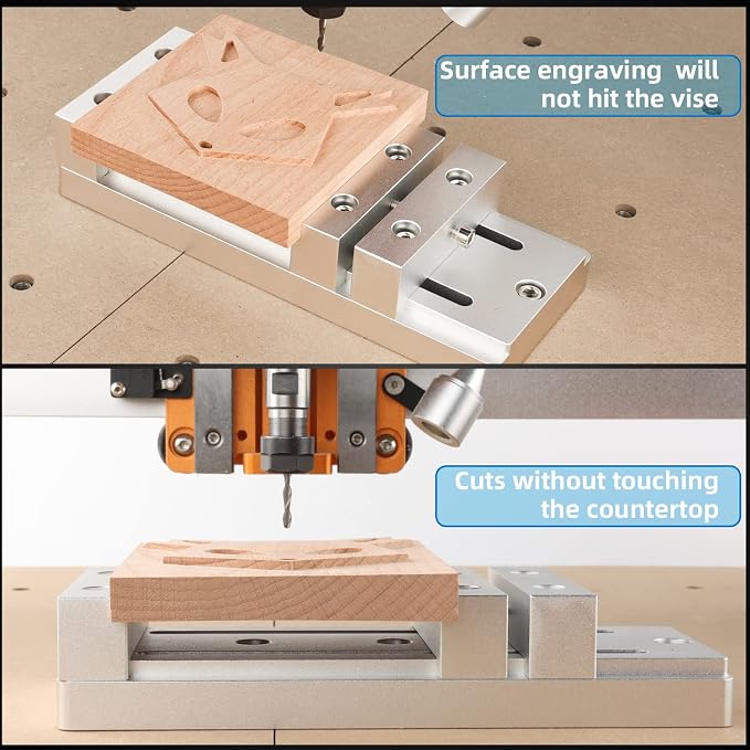 FoxAlien Mini Low Profile Bench Vise Workholding Clamp Work Table for FoxAlien 3018, Masuter 3, Masuter Pro, 3S, XE-PRO, WM-3020 Vasto CNC Router Machine