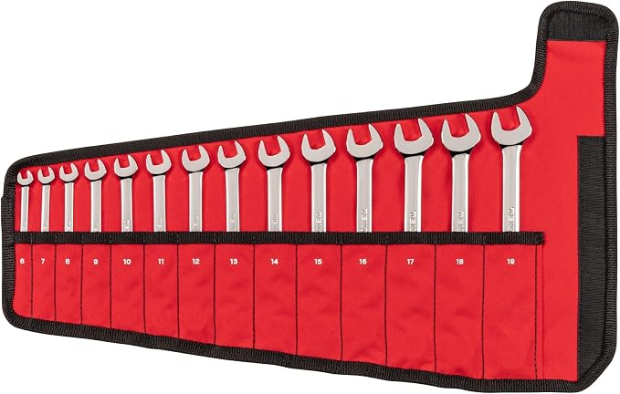TEKTON Combination Wrench Set, 14-Piece | WCB94201 | 6 - 19 mm, Roll