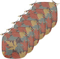 Lunarable Fall Leaves Chair Seating Cushion Set of 6, Large Leaf Silhouettes in Earth Tones, Anti-Slip Seat Padding for Kitchen & Patio, 16"x16", Paprika Multicolor