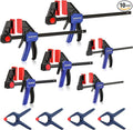 WORKPRO 10-Pack Bar Clamps for Woodworking, 6-Inch (2) Mini & (2) Light Duty and 12-Inch (2) Wood Clamps & 4-1/2-Inch (4) Spring Clamps, F Clamp with 50/150 LBS Load Limited