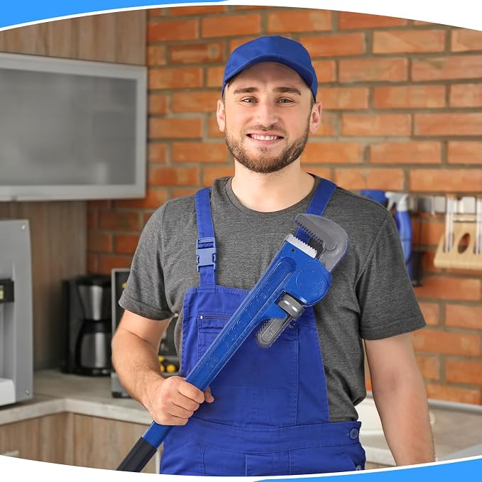 Gisafai 36" Straight Heavy Duty Pipe Wrench Set Plumber Adjustable Water Alloy Steel Grip Plumber's Wrench Plumbing Tools, Blue