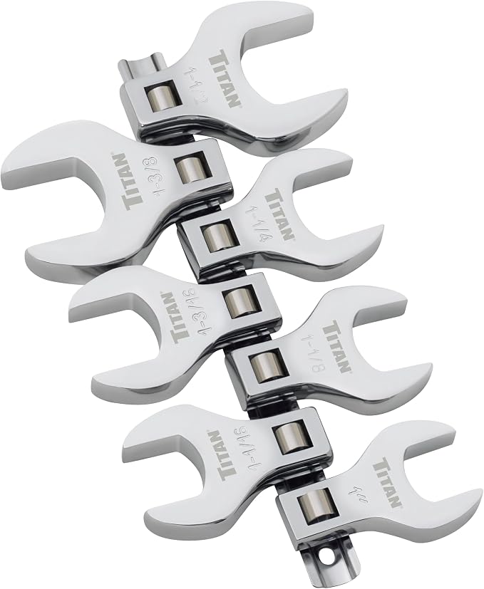 Titan 17671 7-Piece 1/2-Inch Drive SAE Jumbo Crowfoot Wrench Set