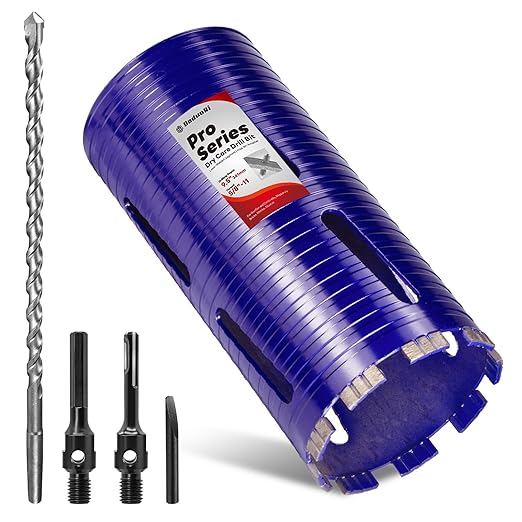 4-1/2" Core Drill Bit with Pilot Bit & Adapters(SDS Plus and 1/2" Hex), 5/8"-11 Thread, 9.5" Depth, Upgraded-Welded Segments Diamond Core Bits for Concrete, Masonry, Brick Block