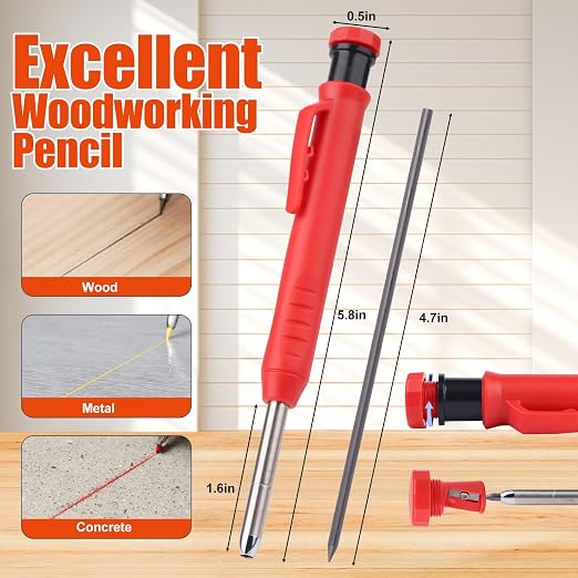 Stair Tread Template Tool, Stair Gauge Set Shelf Layout Measuring Scribe Tool for Stairs, Risers, Partitions, Self and Cutting Drywall - Red