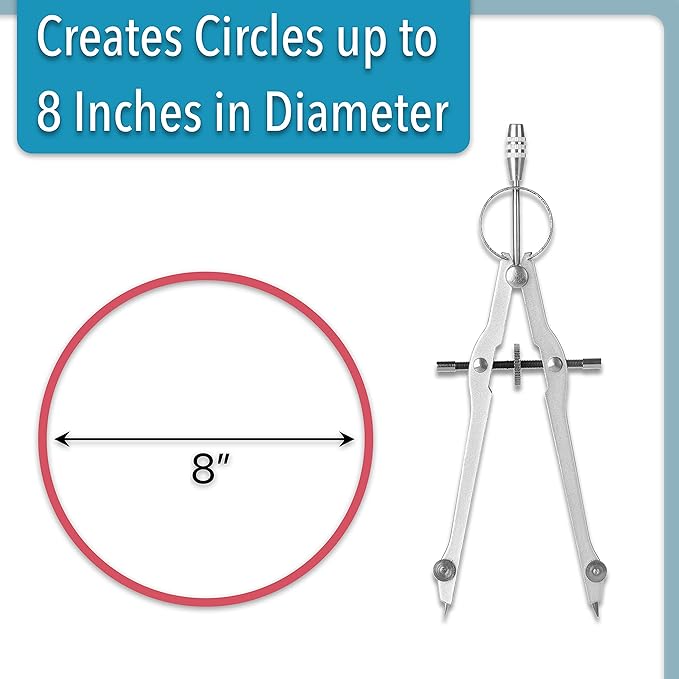 Mr. Pen- Professional Compass for Geometry, Extra Lead, Metal Compass Drawing Tool for Students, Drafting and Engineering, Technical Drawings, Circles and Geometry Projects