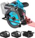 Seesii 6-1/2" Cordless Circular Saw with Laser, 5200 RPM Electric Compact Saw with 2x 4.0Ah Batteries and Charger, Lightweight and Power Design for Wood Cutting, DIY Framing & Home Renovation