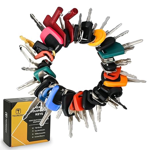 50 Heavy Equipment Keys Master Set, Construction Machine Keys Set for Caterpillar Cat John Deere Komatsu Volvo Bobcat Kubota JCB Case New Holland Hitachi Hyster Yanmar Takeuchi