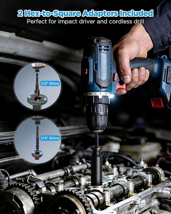 Low Profile Impact Socket Adapter Set, Tight Fit Adapter Set for Tight Spaces, Cr-Mo Magnetic Drive Ratchet Adapter 1/4" to 3/8", 3/8" to 1/2", 1/2" to 3/4", 3/4" to 1"