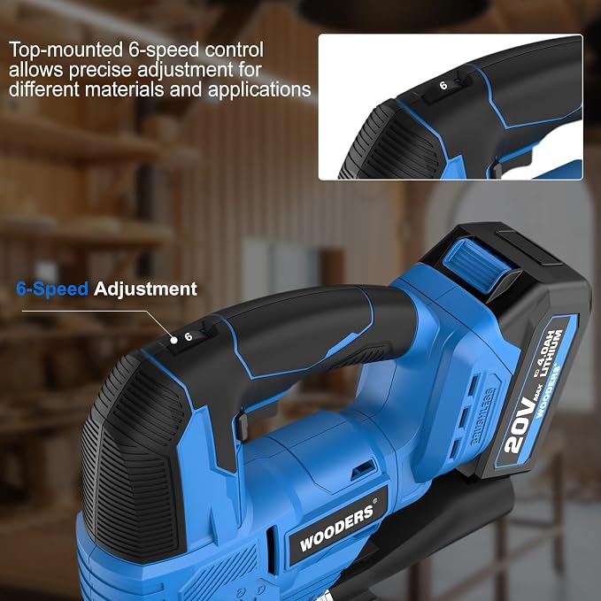 20V Brushless Cordless Jig Saw with 4.0Ah Battery 3200SPM, 1"Stroke | Heavy-Duty Variable Speed Jigsaw Tool with 6 Blades, 4 Orbital Settings, 45° Bevel, Low Vibration for Wood & Metal Cutting