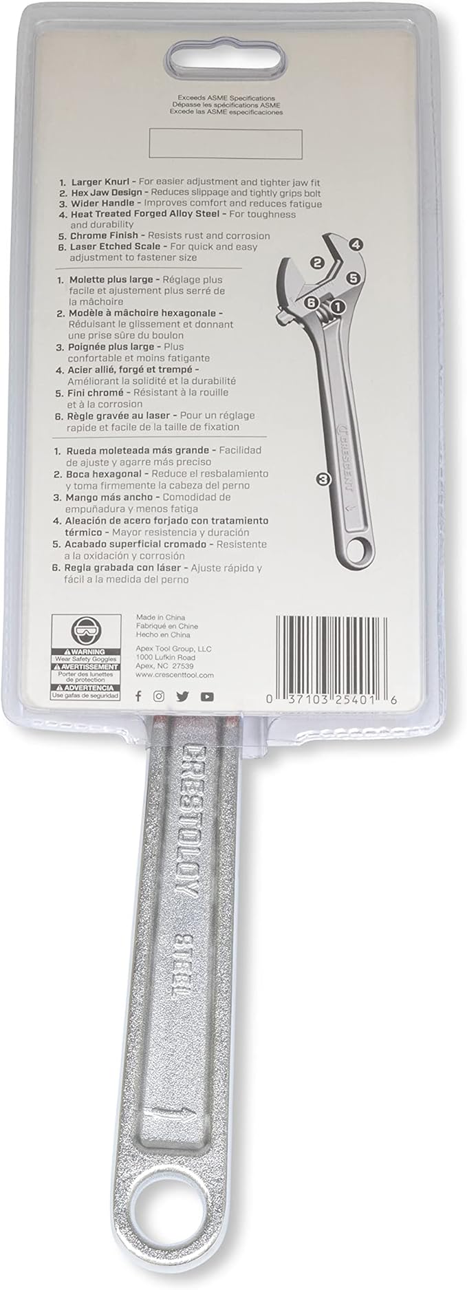 Crescent 12" Adjustable Wrench - Carded - AC212VS, Chrome (Pack of 2)