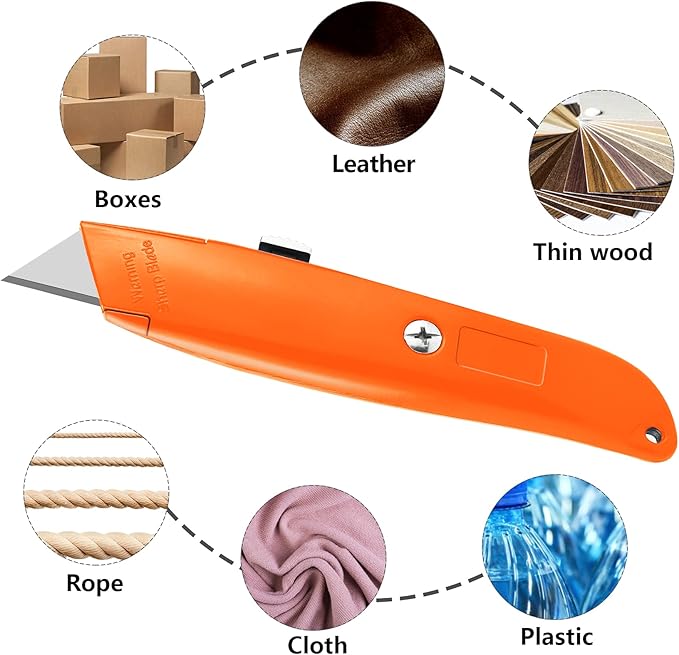 DIYSELF 2Pack Utility Knife Box Cutter Retractable Blade Heavy Duty PVC Pipe Cutter(Orange)